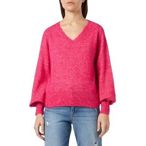 Bestseller A/S Dames VMBRUNA LS V-NK Balloon GA Boo Trui, Fuchsia Paars/Detail:W. Melange, S, Fuchsia Purple/Detail:w. Melange, S