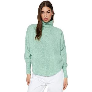 Trendyol FeMan oversized basic gebreide trui met staande kraag, mint, M, Munt, M