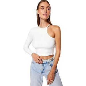 Trendyol Vrouwen Regelmatige Asymmetrische Asymmetrische Kraag Geweven Blouse, Ecru, XS