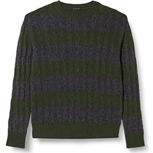 Sisley Mens L/S 103RT1019 sweater, groen en grijs gestreept 912, XXL