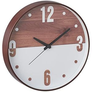 Relaxdays wandklok 30 cm - keukenklok - modern - met cijfers - muurklok - rond - bruin-wit