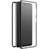 Black Rock - Hoes 360 graden glazen case, geschikt voor Samsung Galaxy A34 5G, telefoonhoes, magnetische sluiting, cover (transparant met zwart frame)