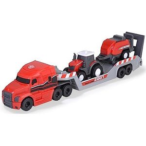 Dickie Toys - Massey Ferguson 3-delige set speelgoedauto's (vrachtwagen met zadeltractor, tractor en pers) voor kinderen vanaf 3 jaar, 32 cm