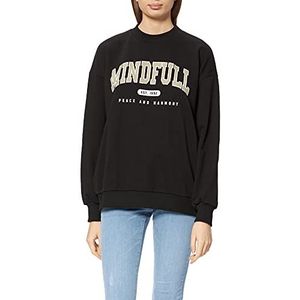 NA-KD Dames Mindfull bedrukte sweater sweatshirt, zwart, 3XL