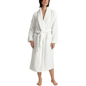 CALIDA Cosy Shower Badstof badjas met sjaalkraag, 120 cm dames, zeer absorberend, van buiten behaaglijk zacht, met riemlussen en twee opgestikte zakken, antraciet, 44-46