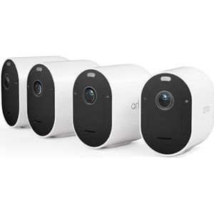 Arlo Pro 5 bewakingscamera, wifi, voor buiten, draadloos, 160 graden, nachtzicht, geavanceerde kleur, 2K HDR, sirene, bewegingsdetectie, bidirectionele audio, inclusief 30 Jrs Arlo Secure, set met 4
