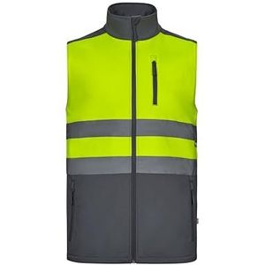 VELILLA 305906; softshellvest, tweekleurig, grijs en neongeel, maat S, grijs en fluor geel, S