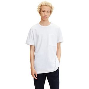 TOM TAILOR Denim Uomini Relaxed fit T-shirt met borstzak 1031157, 20000 - White, XS