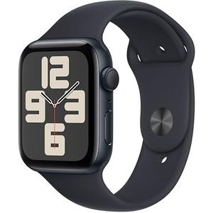 Apple Watch SE (2e generatie, 2023) (GPS 44 mm) Smartwatch - Kast van middernacht aluminium - Middernacht sportbandje M/L. Conditie en slaap bijhouden, ongelukdetectie, hartritme monitoren