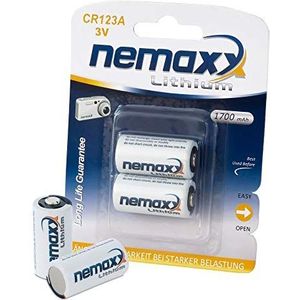 Nemaxx 3V Photo Lithium Batterij CR123A Fotobatterij Fotobatterij met 1700mAh in 2-pack (1x blister)