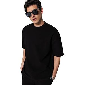 Trendyol Heren Man Oversize Basic Crew Neck Knit T-shirt, Zwart, M