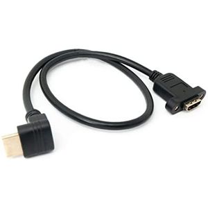 SYSTEM-S HDMI 1.4 kabel 30 cm stekker naar bus schroef hoek adapter in zwart