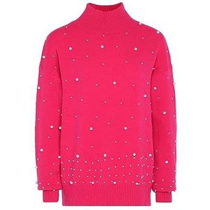 faina Damestrui met paillettenversiering, elegante pullover acryl PINK maat XL/XXL, roze, XL