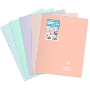 Clairefontaine 981481C Koverbook Blush notitieboek, 96 pagina's, 24 x 32 cm, grote ruiten, 90 g, met 2 enveloppen, envelop van polypropyleen, ondoorzichtig, tweekleurig, willekeurige kleurkeuze