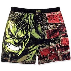The Incredible Hulk Smash Brick Comic Style Men's Boxer Lounge Shorts (Small, Black)