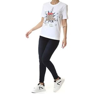 Love Moschino Dames Katoen Jersey Cartoon Print_Rhinestones On The Logo T-Shirt, wit (optical white), 42