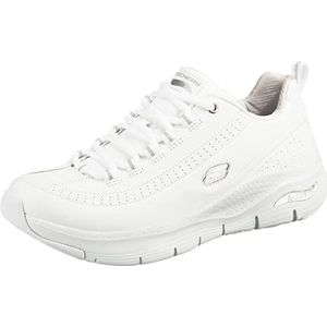 Skechers Arch Fit Citi Drive Sneaker voor dames, Wit Leer Zilver Wit Trim, 38.5 EU