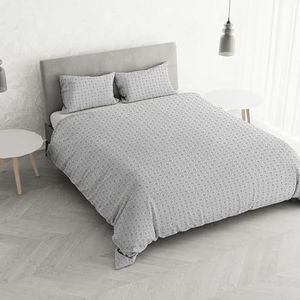 Beddengoedset voor tweepersoonsbed, katoen, bedrukte kleuren, gemaakt in Italië, dekbedovertrek 250 x 200 cm, met binnenklep en kussenslopen, taupe, tweepersoonsbed