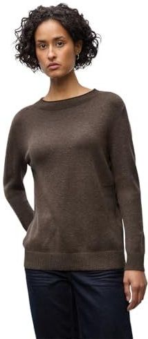 Street One Dames Trui met rolrand in Bruin, in size: 34