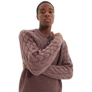 Trendyol Heren ronde hals effen normale trui sweatshirt, gedroogde roos, XL, Gedroogde Roos, XL