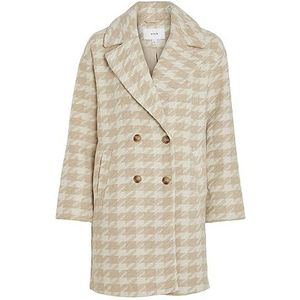 VILA Vilunes L/S New Coat/PB Korte jas, Berk/detail: Doeskin Houndstooth, 40 Dames, Berken/detail: Doeskin Houndstooth, 38