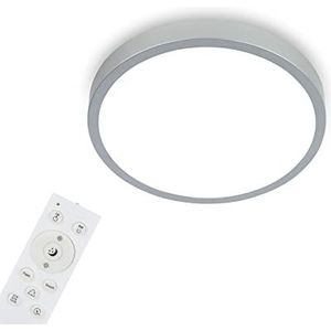 BRILONER - LED plafondlamp RGBW, LED plafondlamp dimbaar, bonte lichtkleuren, neutraal wit, opbouwlamp, afstandsbediening, zilverkleurig, Ø380x50 mm