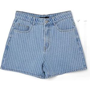 NAME IT Girl's NLFPINIZZA DNM HW MOM NOOS Shorts, Light Blue Denim/Stripes: Pinstrepen, 140, Lichtblauwe denim/strepen: pinstrepen, 140 cm