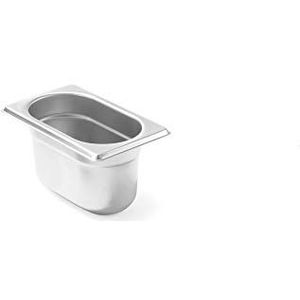 HENDI Gastronorm-container, temperatuurbestendig van -40° tot 300°C, hetelucht-koel- en diepvrieskast-Chafing Dishes-Bain Marie, 0,6L, GN 1/9, 176x108x(H) 65mm, roestvrij staal, 48 stuks