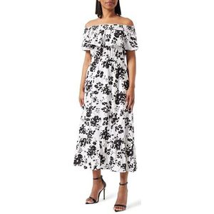 dedica Midi-jurk voor dames met allover-print, wit, zwart, S