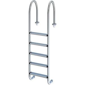 Productos QP - Zwembadladder 5 treden, ladder met smalle muur, ladder van roestvrij staal, met verankeringen en bekleding, ladderbreedte 500 mm