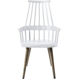 Kartell 595498 Comback stoel vier houten poten 58 x 100 x 50 cm zithoogte 48,5 cm kleur zitting, frame eiken, wit