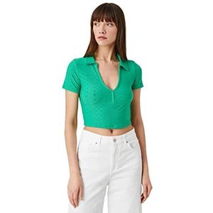 Koton Dames Polo Neck Crop T-shirt, Pistache (176), XL