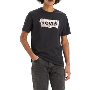 Levi's Heren Graphic Crewneck Tee T-shirt, Pattern Batwing Logo, Tropical Batwing Caviar, XS