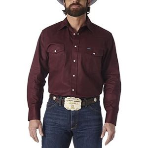 Wrangler Heren Cowboy Cut Western Lange Mouw Snap Werk Shirt Gewassen Afwerking Knop, Ondoorzichtig, Rood Oxide, 4X