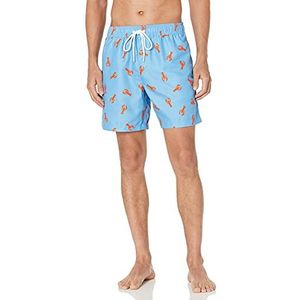 Amazon Essentials Men's Sneldrogende zwembroek met binnenbeenlengte van 18 cm, Blauw Oranje Kreeftenprint, XXL