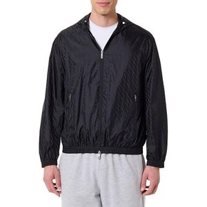Armani Exchange Heren Essential, on Tone Monogram Logo Texture Blouson Jacket, Deep Navy, L, deep navy, L