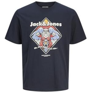 JACK & JONES Heren Jjxmas Christmas Skull Tee SS T-shirt met ronde hals, Sky Captain, S, Sky-kapitein, S