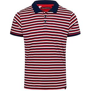 Timezone Heren Stripe Vintage Polo T-Shirt, Klein Rood Wit Blauw, L