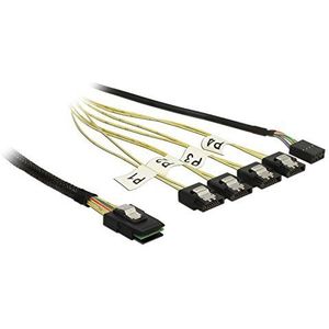 DELOCK kabel mini SAS SFF-8087 > 4 x SATA 7-Pin Reverse + zijband 1 m