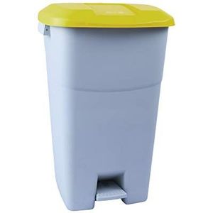Tayg - Afvalcontainer 60 liter met pedaal, grijze ondergrond en geel deksel