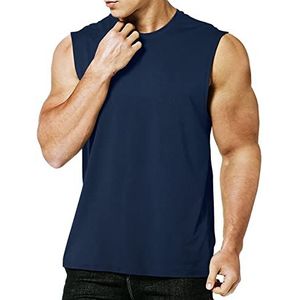 MEETYOO tanktops voor heren, mouwloos, sportschool, T-shirt, voor hardlopen, fietsen, fitnessvest, Blauw, XL