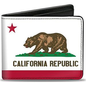 Buckle-Down - Bi-Fold Portemonnee - Gesp-down Pu Bifold Portemonnee - California Flag Bear White Heren