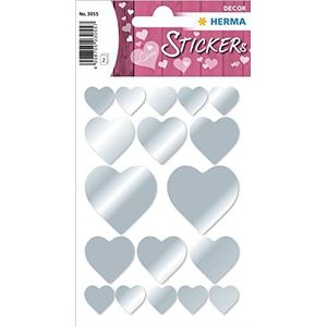 HERMA 3055 valentijnsdag hartstickers, zilveren hartjes (36 stickers, papier, mat) zelfklevend, permanent hechtende etiketten voor decoratie voor meisjes en jongens