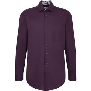 Seidensticker Zakelijk overhemd voor heren, comfort fit, strijkvrij, kent-kraag, lange mouwen, 100% katoen, lila, 53