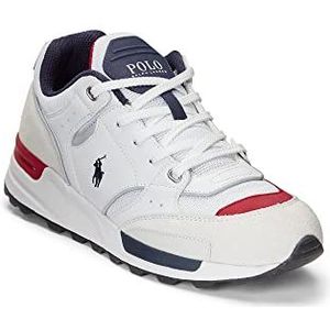 Polo Ralph Lauren Trackstr 200 Sneaker voor heren, Grijs Navy Wit Rood, 42 EU