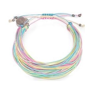 SINGULARU - Set van 3 Armbanden Pastel Rainbow. Staal met Pastelkleurige Draden. Verstelbare Schuifknoop Sluiting. Sieraden voor Vrouwen