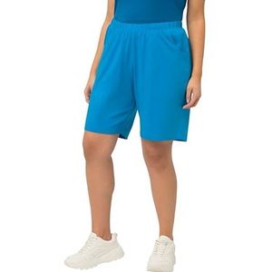 Ulla Popken, Dames, grote maten, jersey shorts, zakken, elastische tailleband, blauw, 36W x 32L