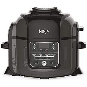 NINJA Foodi OP300UK, Multi-Cooker, 7-in-1, elektrische snelkookpan en heteluchtfriteuse,6 l, grijs en Zwart