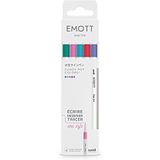 Emott Uni Ball - Uni Mitsubishi Pencil - zak met 5 viltstiften Candy Pop Colors - om te schrijven, tekenen, tekenen met stijl! - fijne punt 0,4 mm - ultraviolet, lichtroze, koraal, lichtblauw, groen