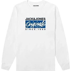 Jack & Jones Junior Jorraces Tee Ls Crew Neck FST Jnr shirt met lange mouwen voor jongens, wit (bright white), 164 cm